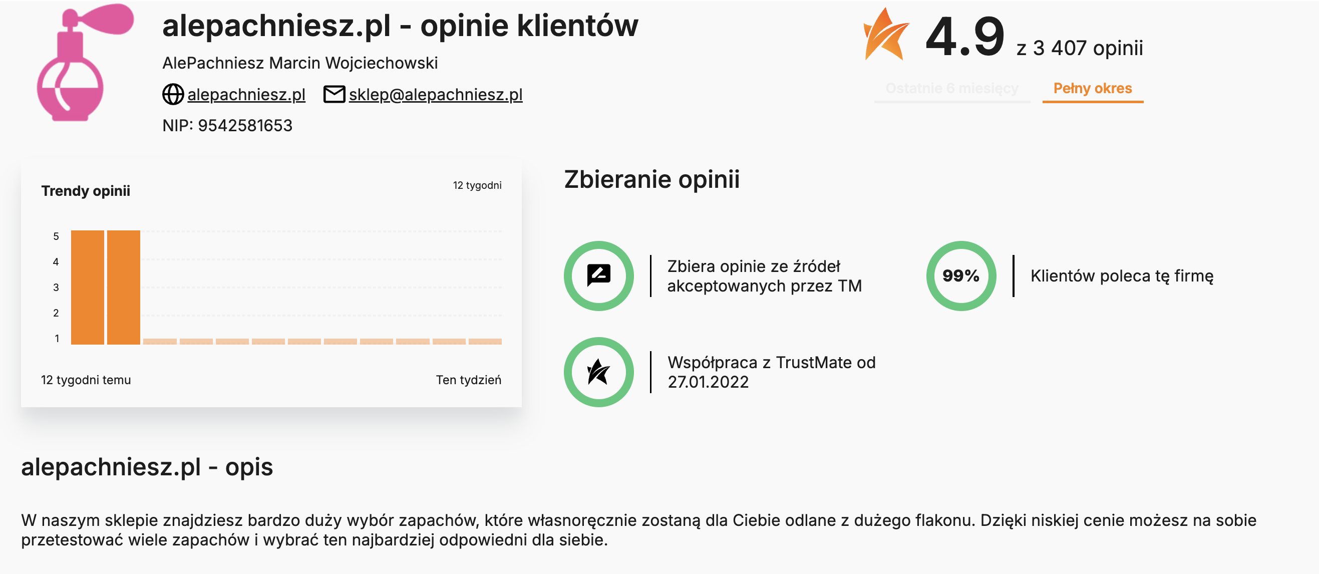 oceny i opinie klientów o sprzedawcy odlewek