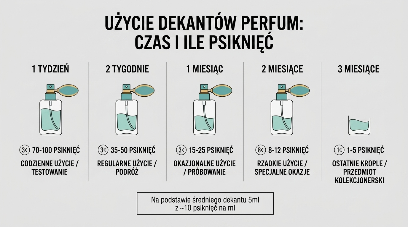 infografika pokazująca zużycie odlewki perfum w czasie